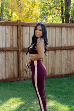 Load image into Gallery viewer, Burgundy Side Contrast Legging
