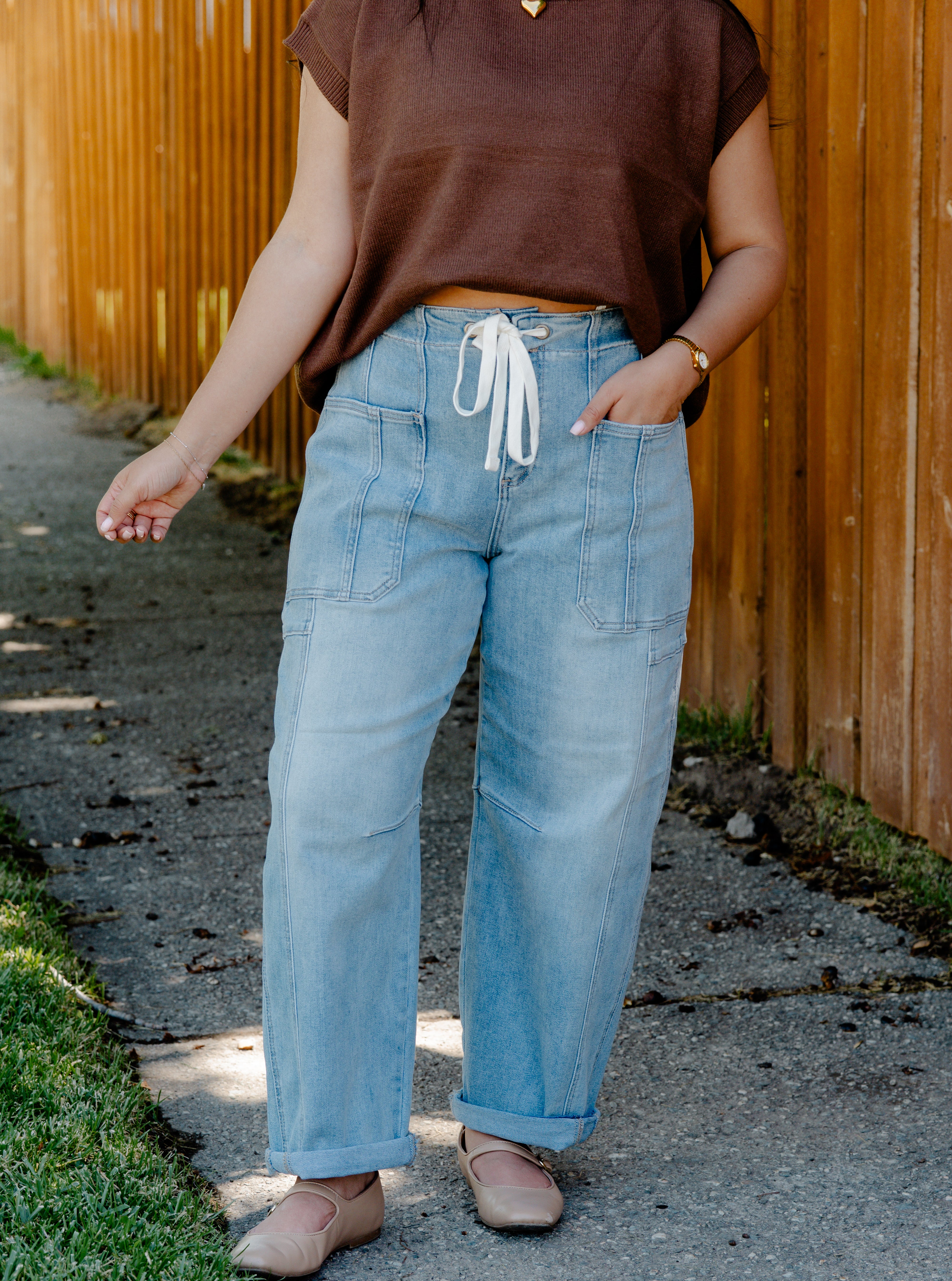 Hazel Barrel Cargo Pants / Light Denim