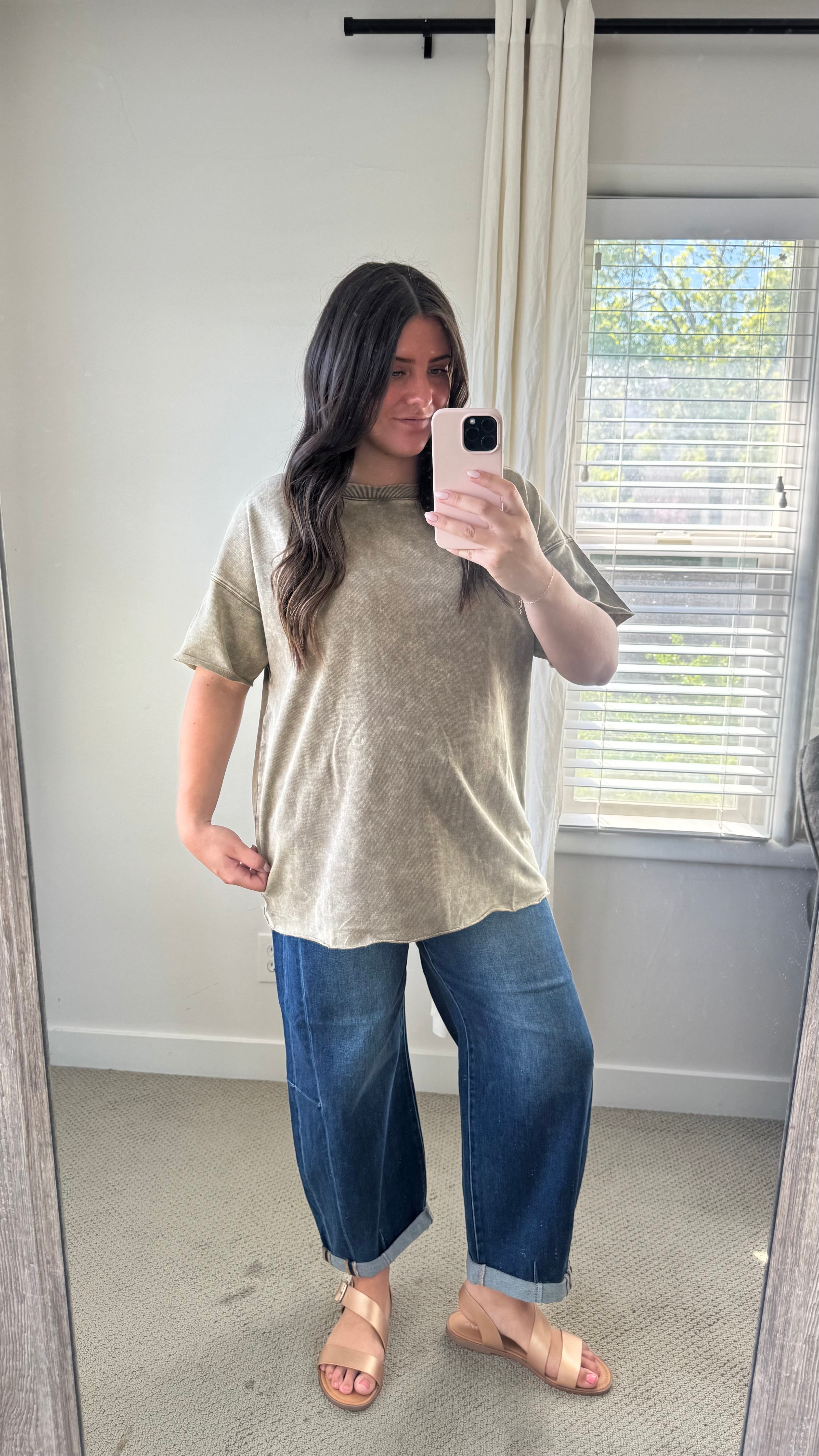 Acid Wash Oversized Tee / Mocha