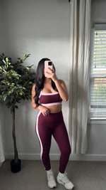 Load image into Gallery viewer, Burgundy Side Contrast Legging
