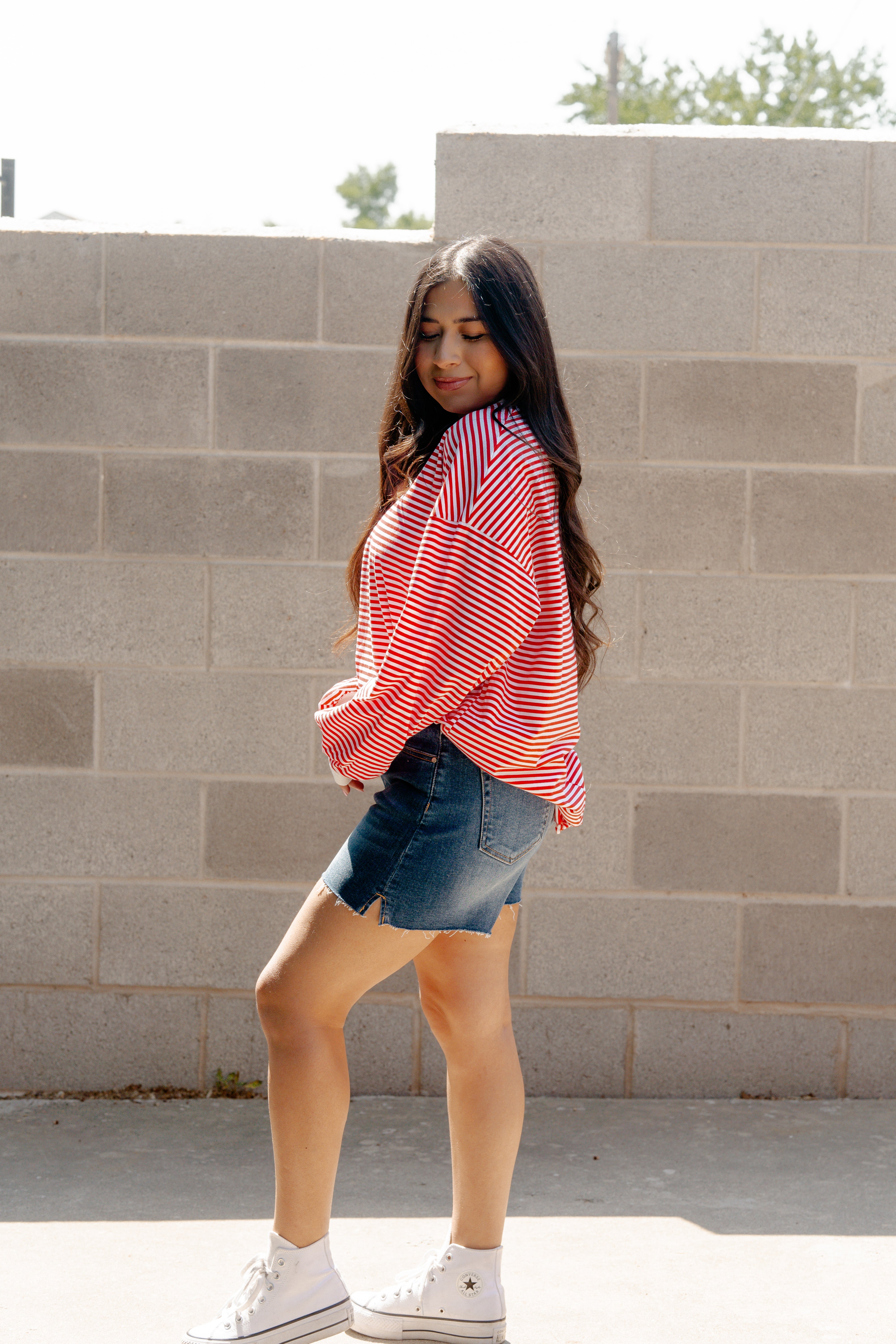 Nia Long Sleeve Top / Red
