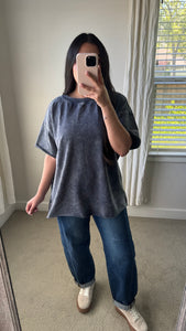 Acid Wash Oversized Tee / Blackberry