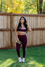 Load image into Gallery viewer, Burgundy Contrast Sports Bra

