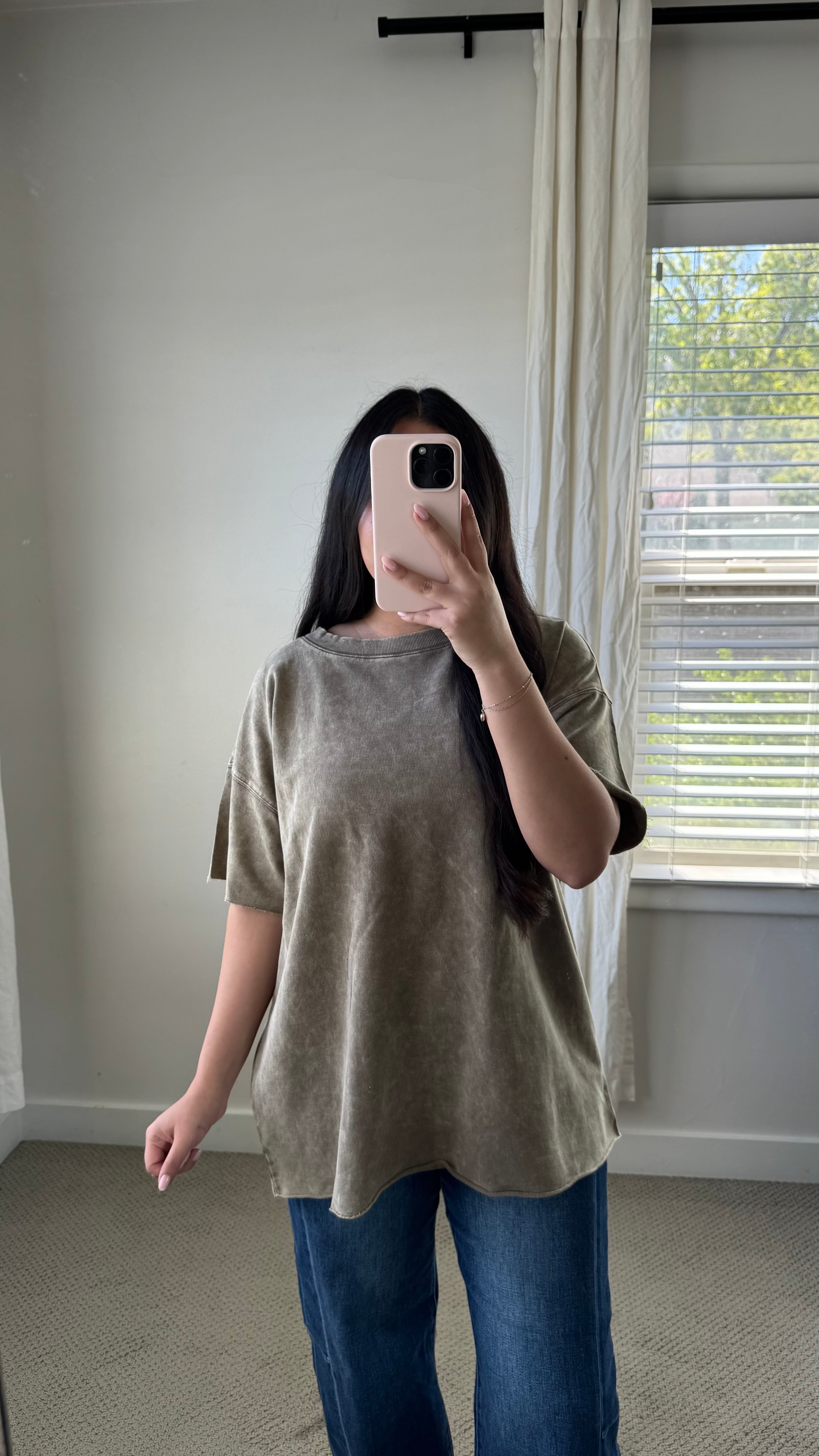 Acid Wash Oversized Tee / Mocha