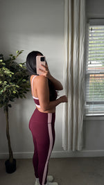 Load image into Gallery viewer, Burgundy Contrast Sports Bra
