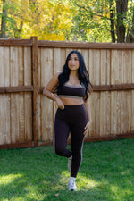 Load image into Gallery viewer, Brown Contrast Sports Bra
