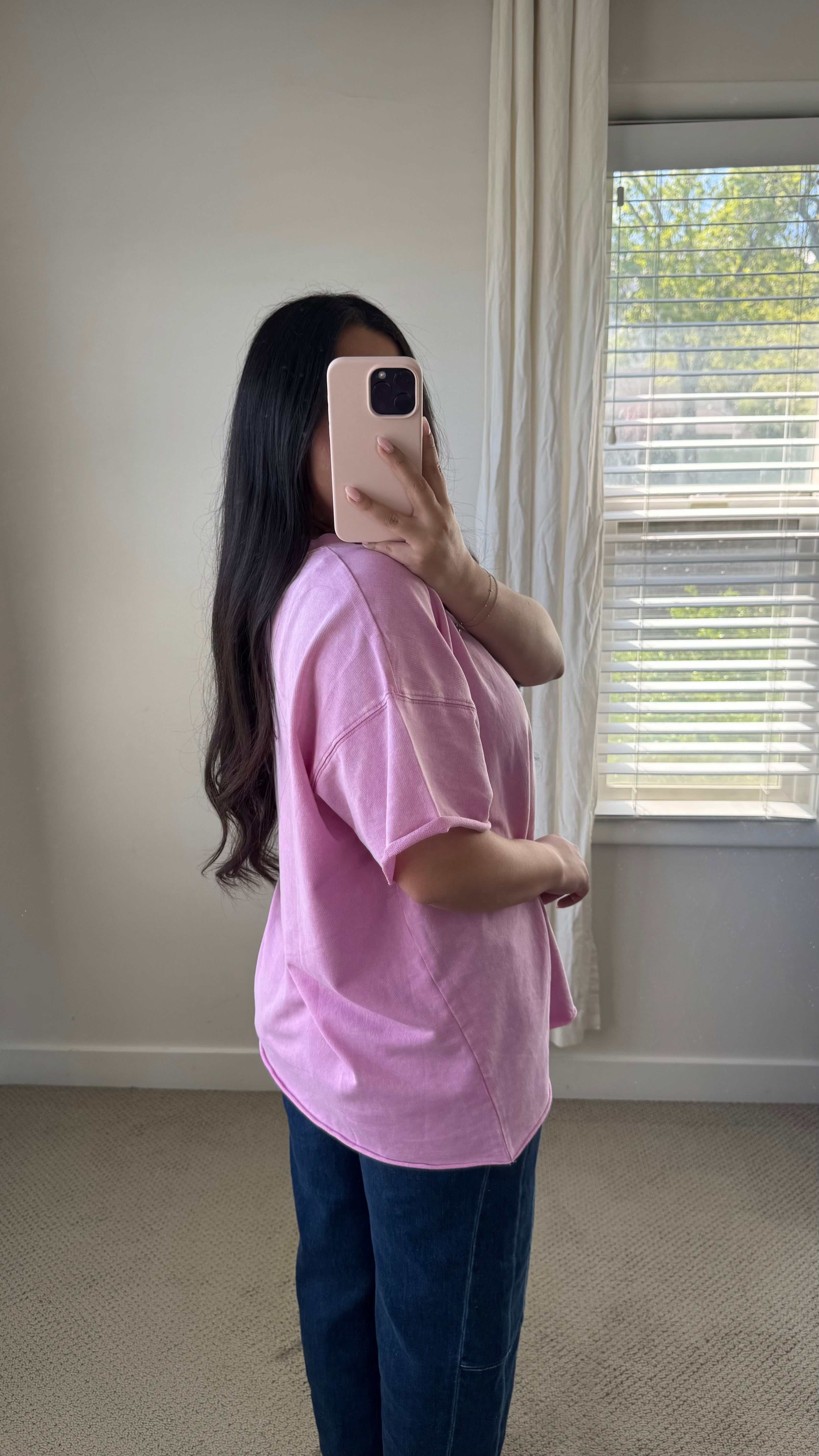 Acid Wash Oversized Tee / Pink