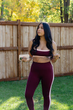 Load image into Gallery viewer, Burgundy Side Contrast Legging
