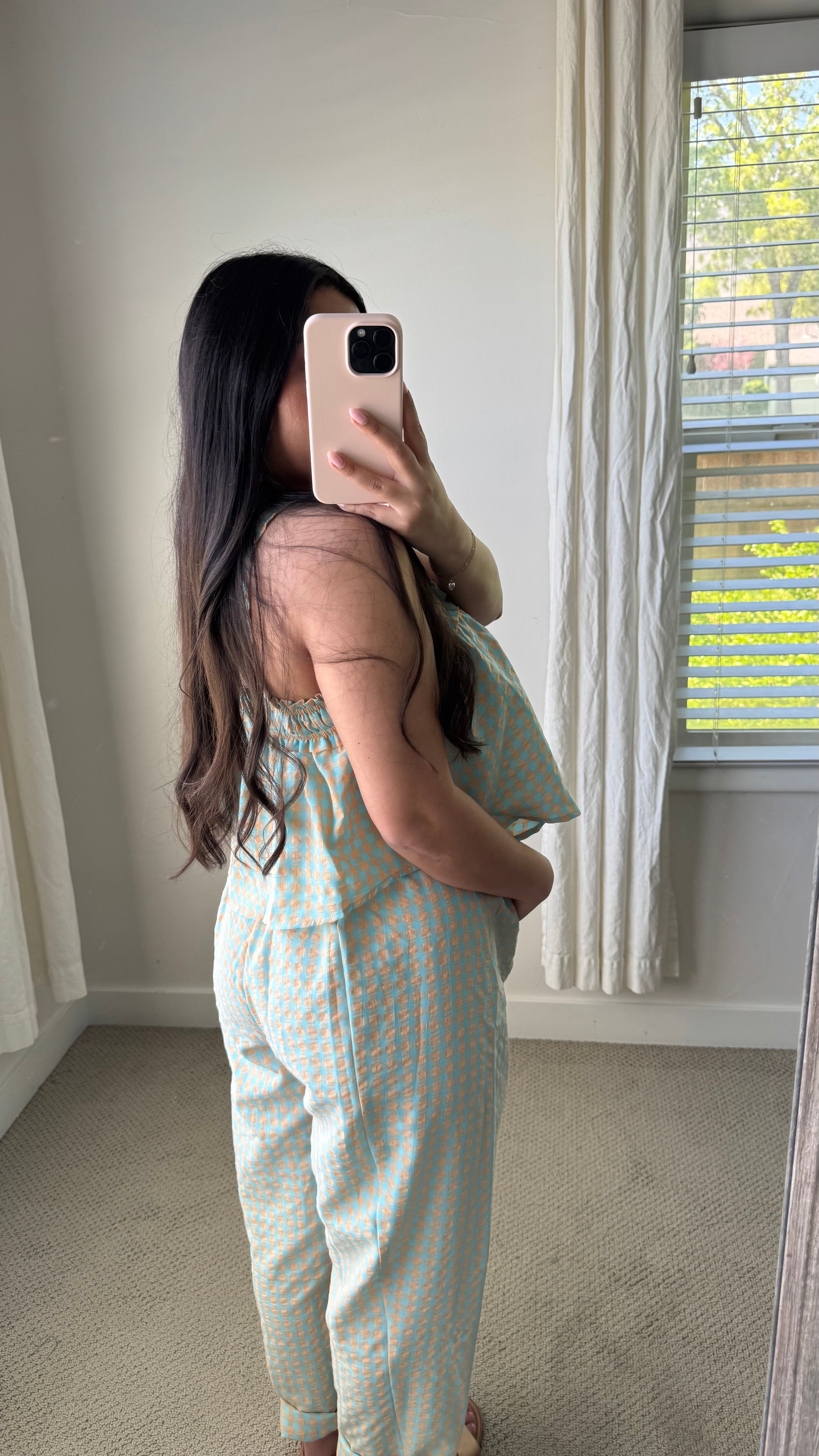 Gingham Breeze Set / Blue & Peach
