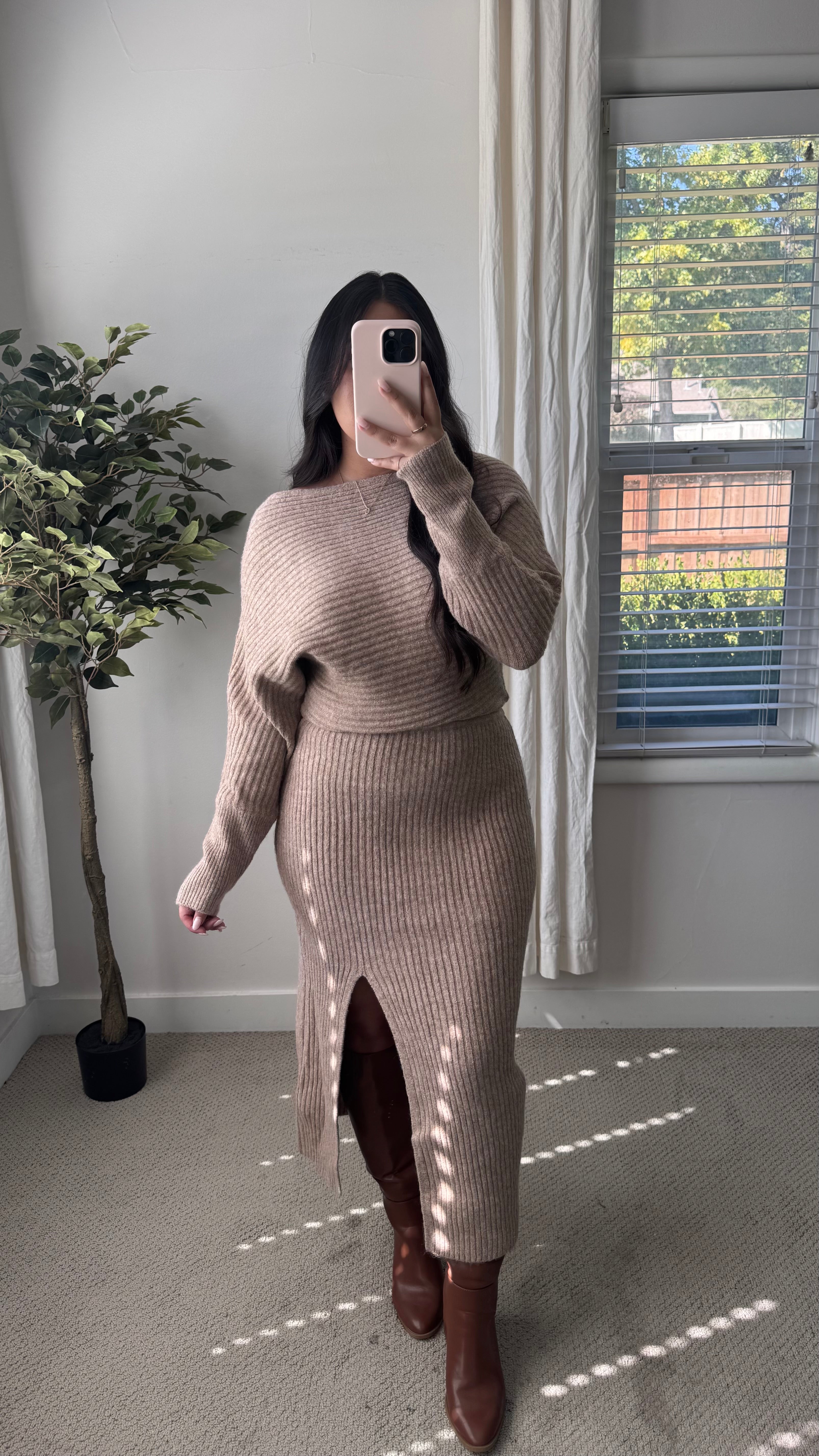 Avery Knit Sweater Dress / Latte