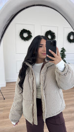Load image into Gallery viewer, Gingham Puffer Jacket
