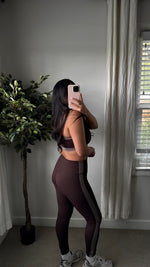 Load image into Gallery viewer, Brown Contrast Sports Bra
