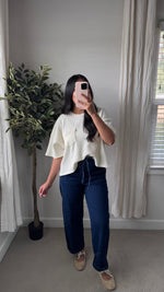Load image into Gallery viewer, Meadow Breeze Waffle knit Top / Cream
