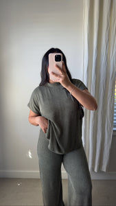 Lena Ribbed Set / Olive