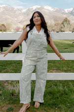 Load image into Gallery viewer, Dotty Sage Overalls
