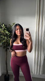 Load image into Gallery viewer, Burgundy Contrast Sports Bra
