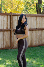 Load image into Gallery viewer, Brown Side Contrast Legging
