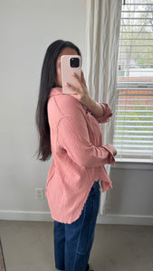 Brooke Button Down Shirt / Salmon
