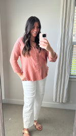 Load image into Gallery viewer, Brooke Button Down Shirt / Salmon
