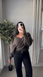 Load image into Gallery viewer, Holly Crossover Knit Top / ash
