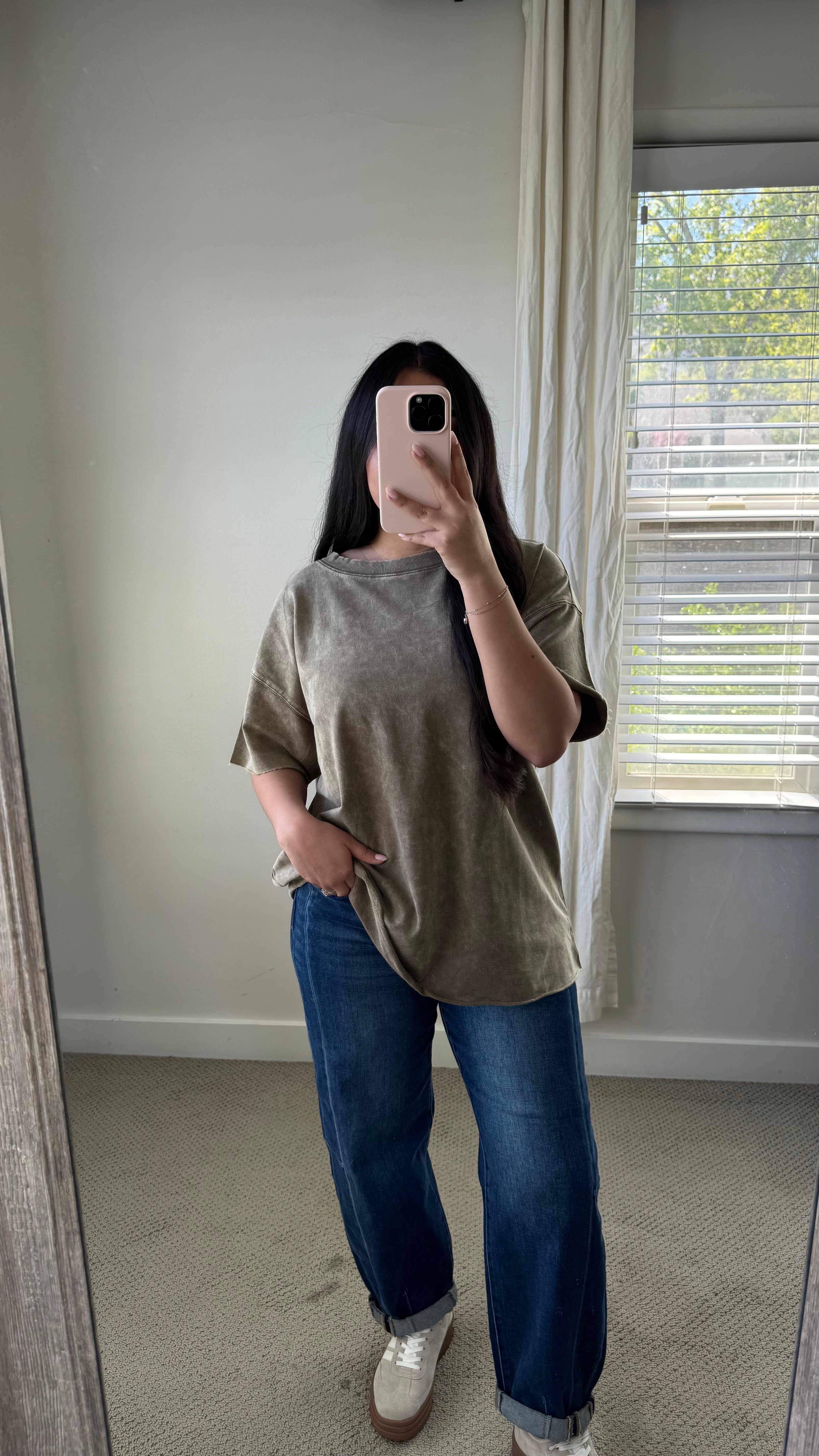 Acid Wash Oversized Tee / Mocha