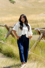 Load image into Gallery viewer, Meadow Breeze Waffle knit Top / Cream
