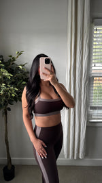 Load image into Gallery viewer, Brown Contrast Sports Bra
