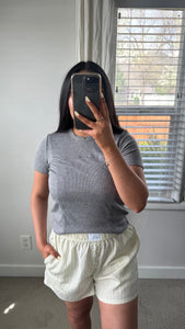 Jane Ribbed Tee / Heather Grey
