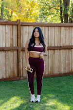 Load image into Gallery viewer, Burgundy Side Contrast Legging
