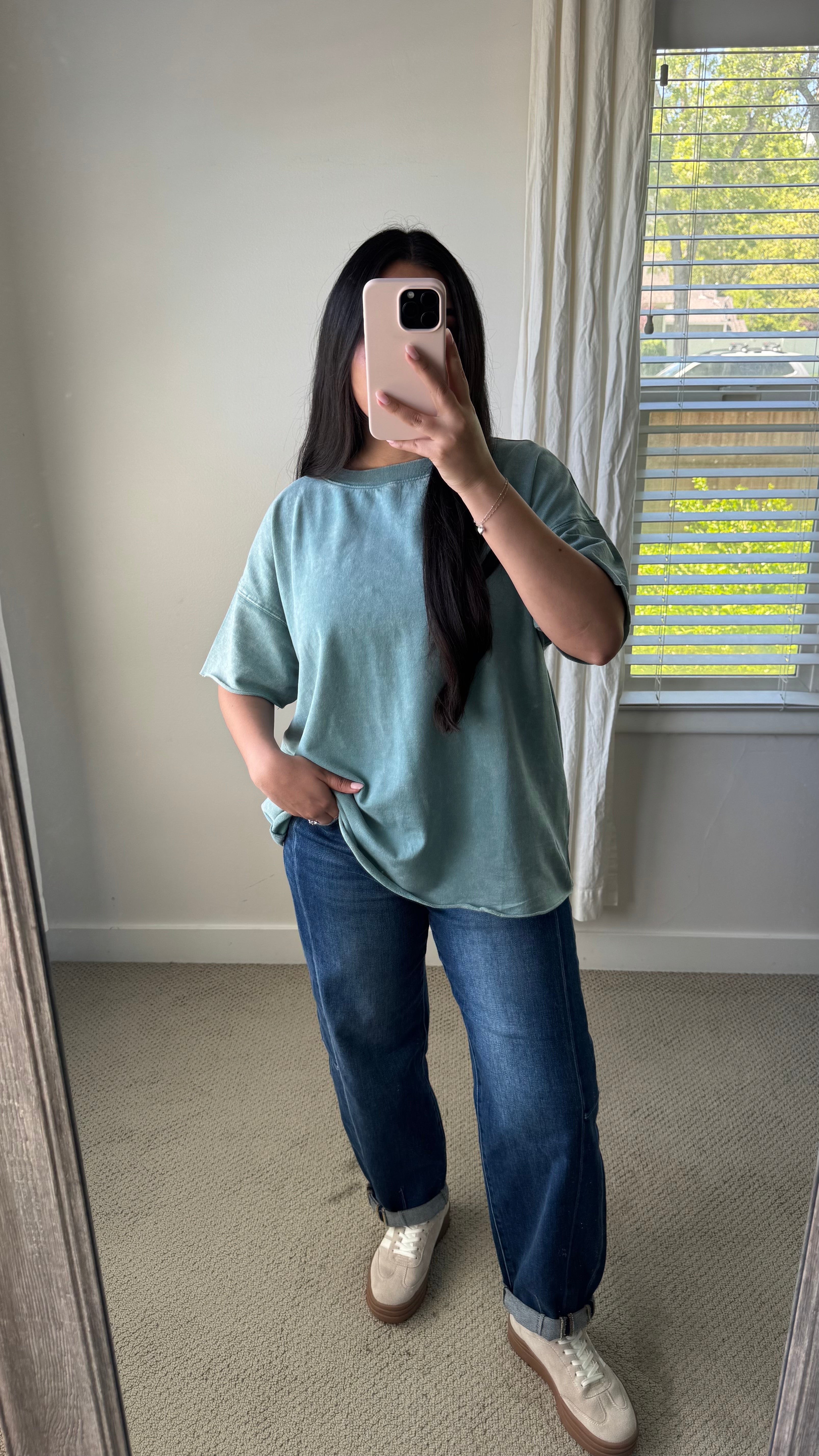 Acid Wash Oversized Tee / Aqua