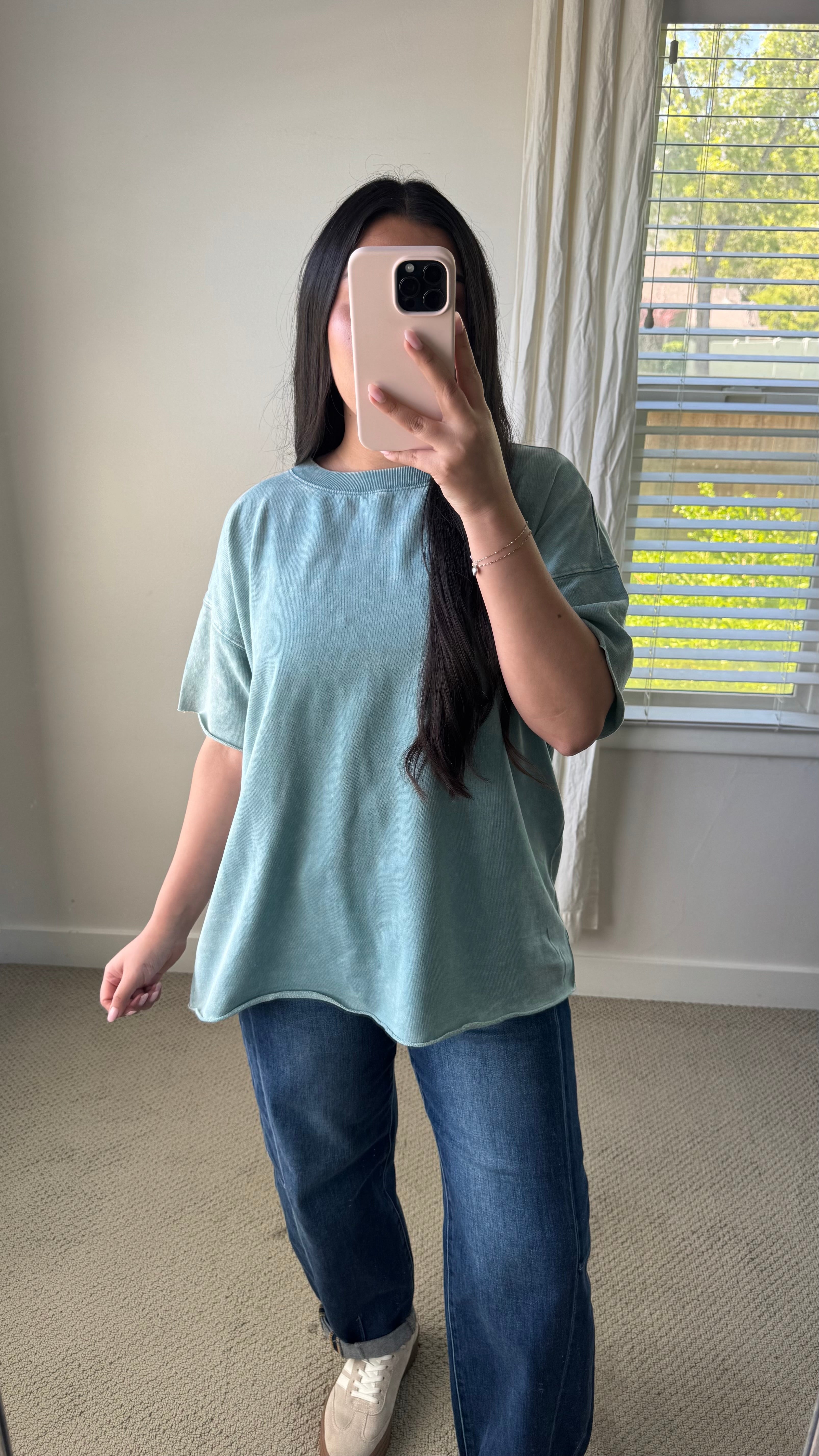 Acid Wash Oversized Tee / Aqua