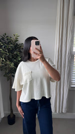 Load image into Gallery viewer, Meadow Breeze Waffle knit Top / Cream
