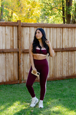 Load image into Gallery viewer, Burgundy Side Contrast Legging
