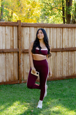 Load image into Gallery viewer, Burgundy Contrast Sports Bra
