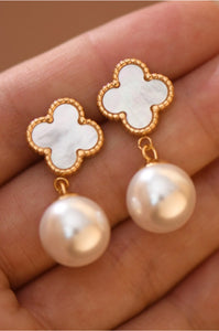 Clover Pearl Drop Earrings